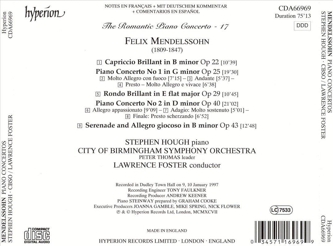 Mendelssohn: Piano Concerti Nos. 1 & 2; Capriccio Brillant; Rondo Brillant cover art