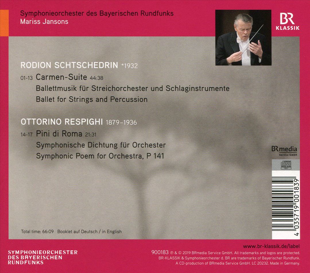 Schtschedrin: Carmen-Suite; Respighi: Pini di Roma cover art