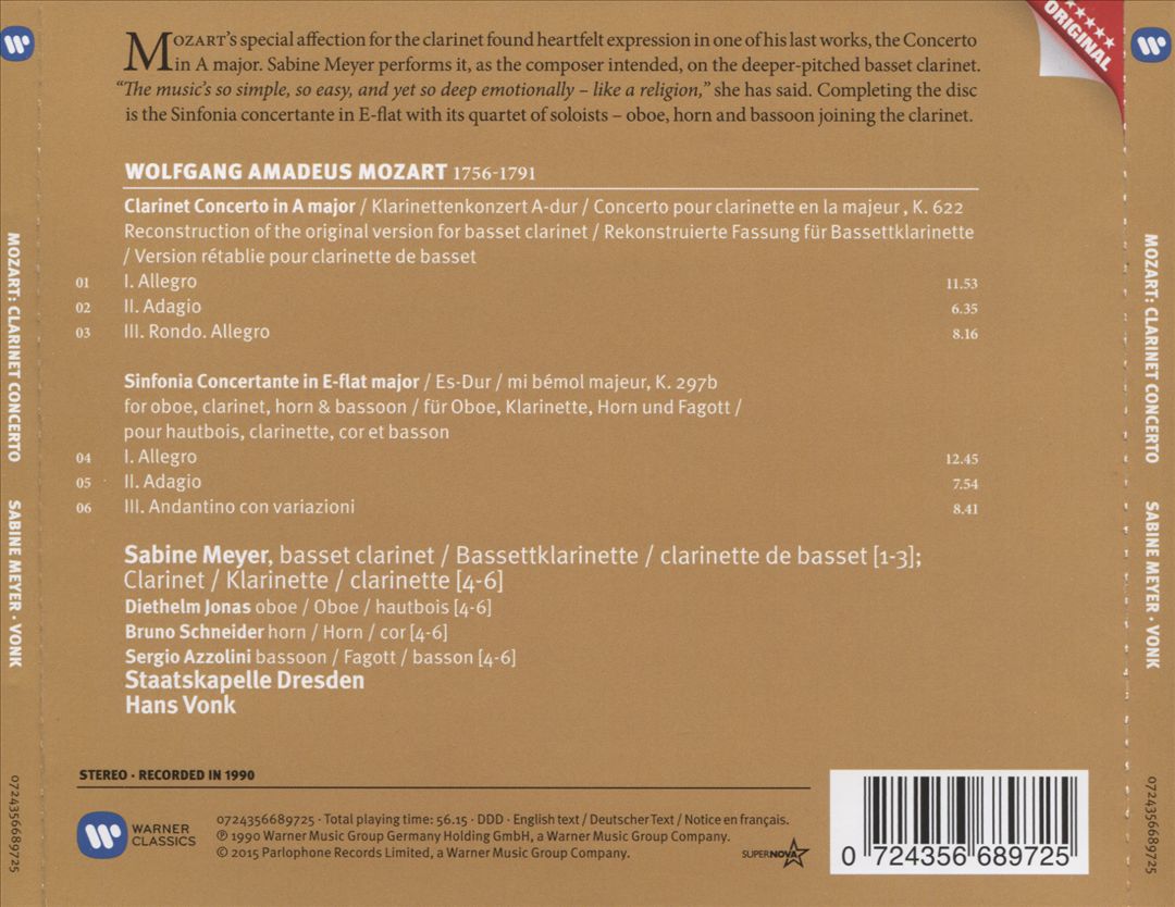 Mozart: Clarinet Concerto K.662; Sinfonia Concertante K.297b cover art