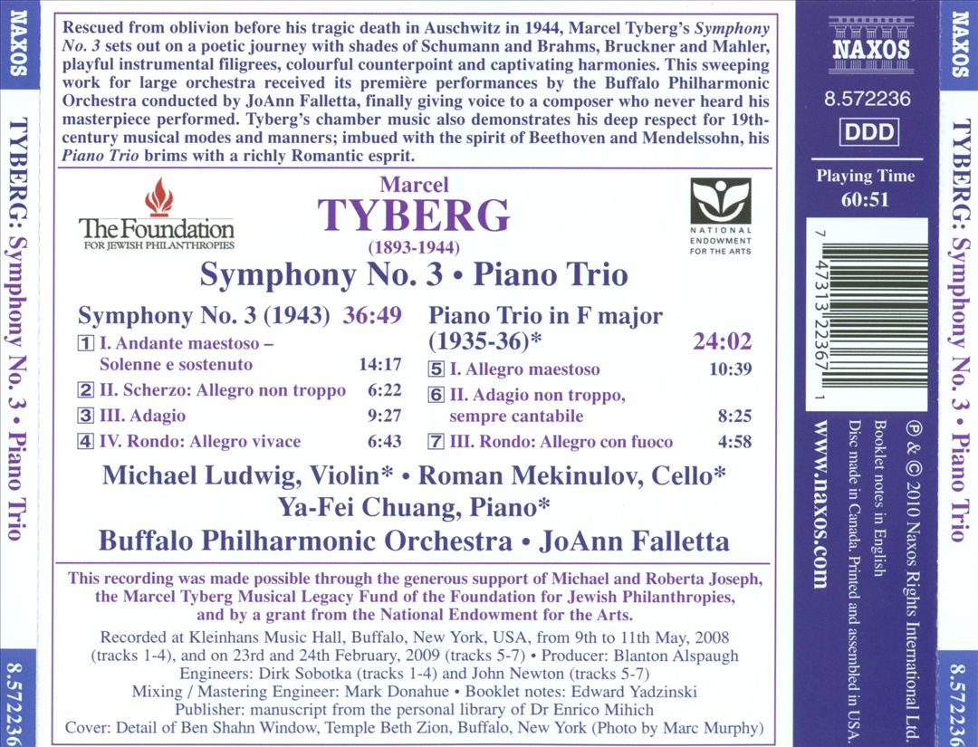 Marcel Tyberg: Symphony No. 3; Piano Trio cover art