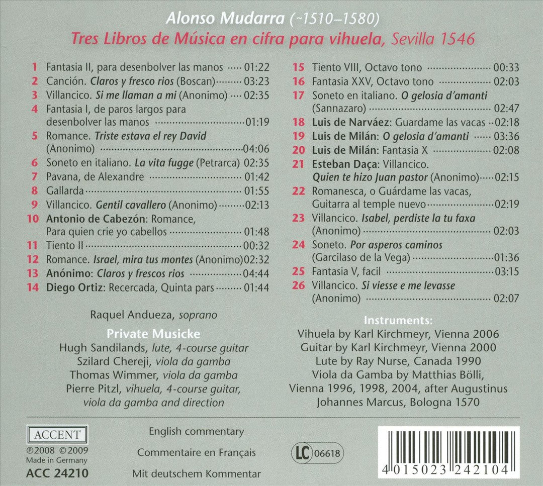 Alonso Mudarra: Tres Libros de Música, Sevilla 1546 cover art