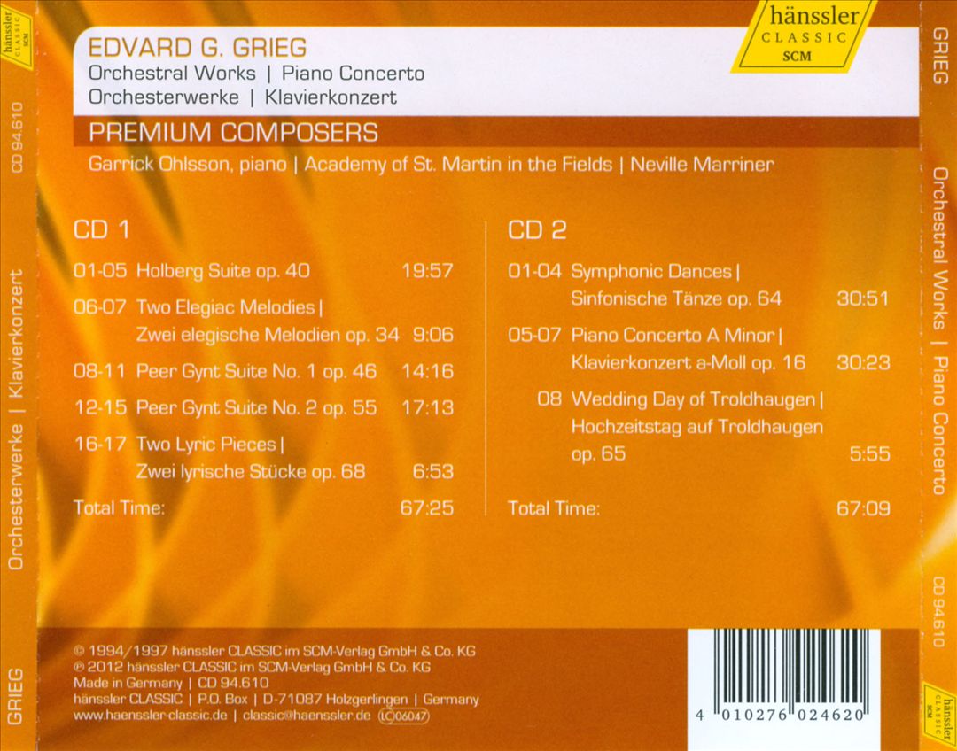 Grieg: Orchestral Works cover art