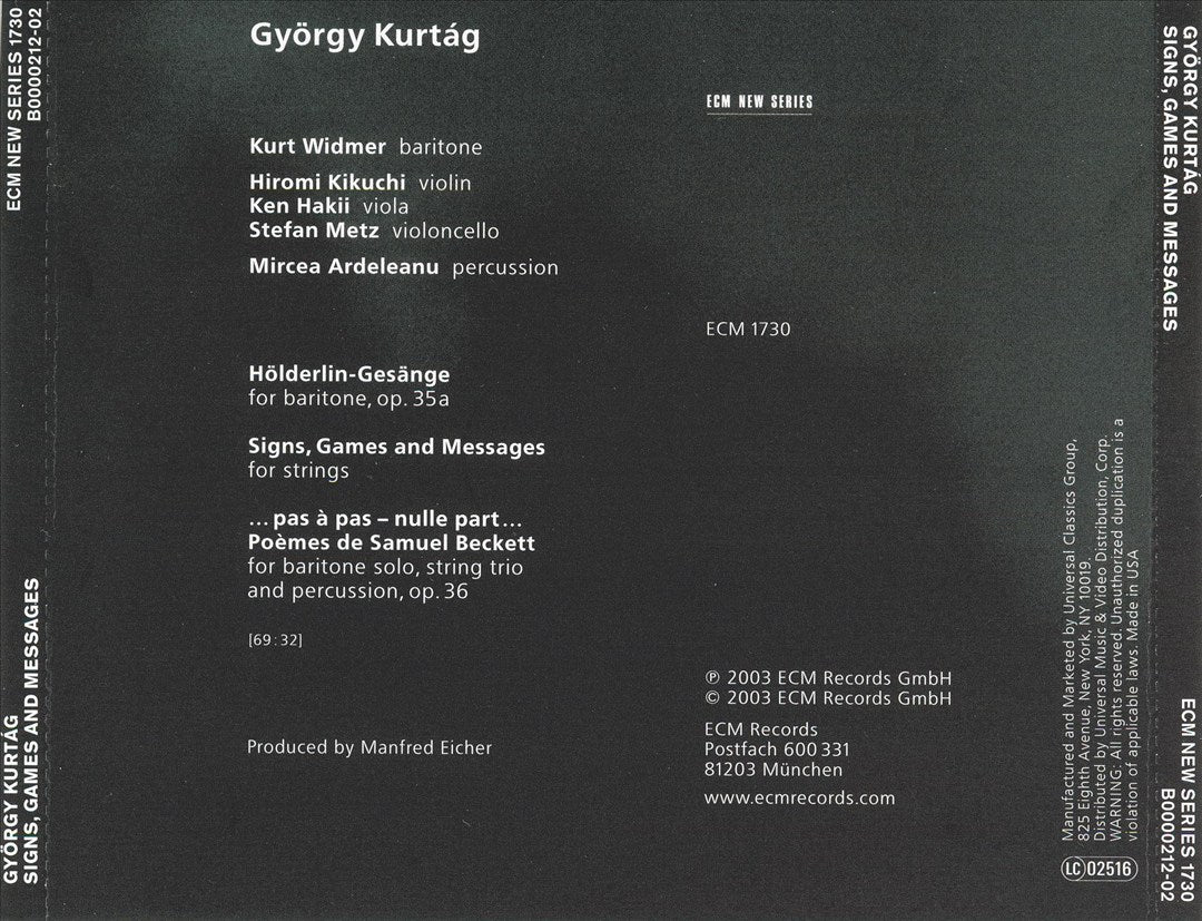 György Kurtág: Signs, Games and Messages cover art