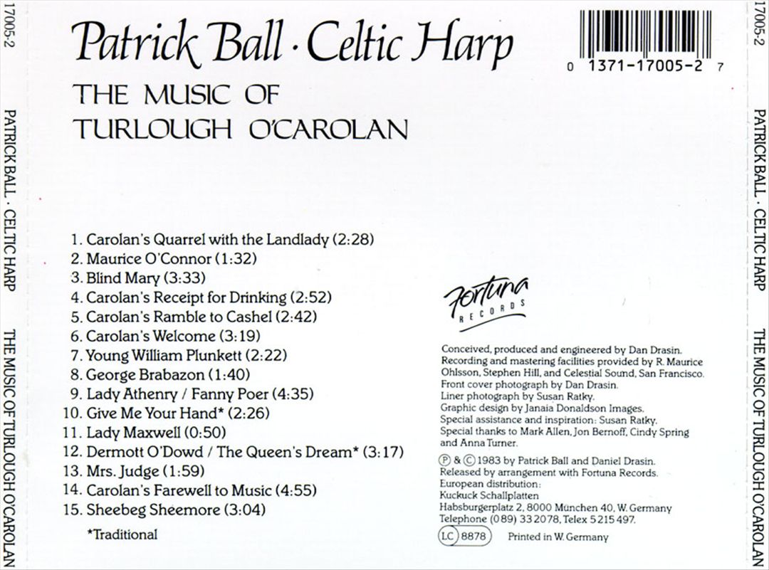 Celtic Harp 1: Music of Turlough O'Carolan cover art