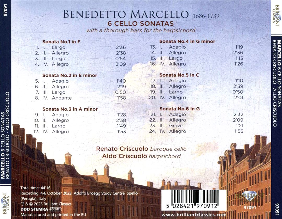 Benedetto Marcello: 6 Cello Sonatas cover art