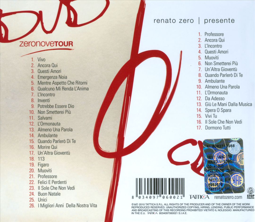 Presente Zeronovetour [CD/DVD] cover art