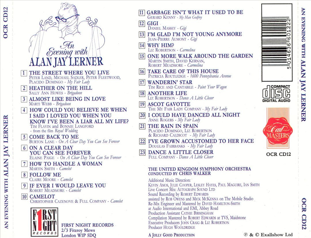 An Evening with Alan Jay Lerner [First Night] cover art