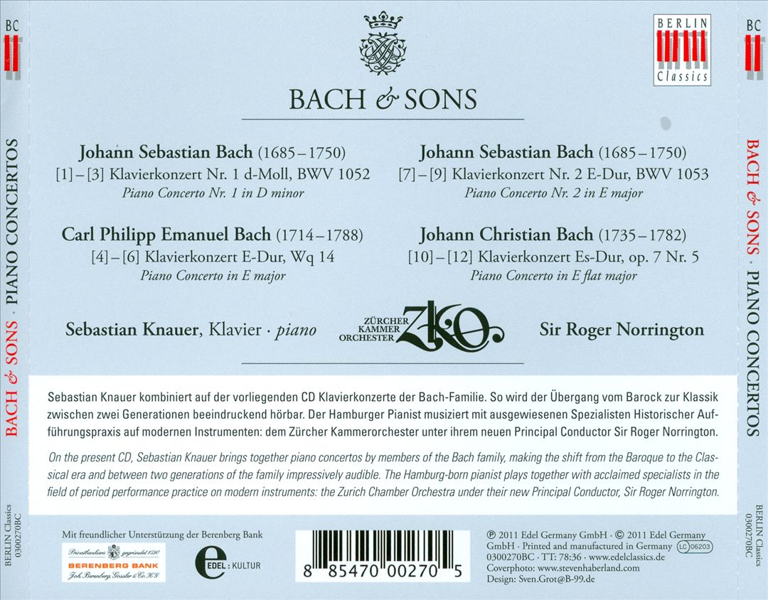 Bach & Sons: Piano Concertos cover art
