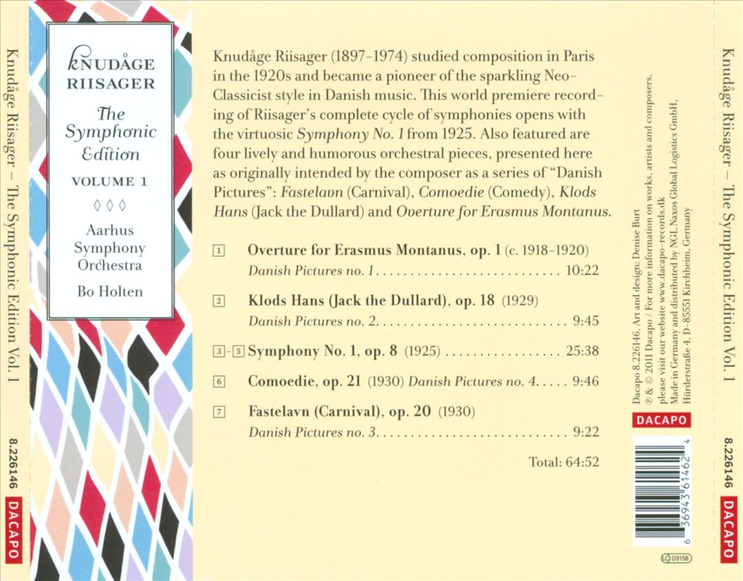 Knudage Riisager: Symphonic Edition, Vol. 1 cover art