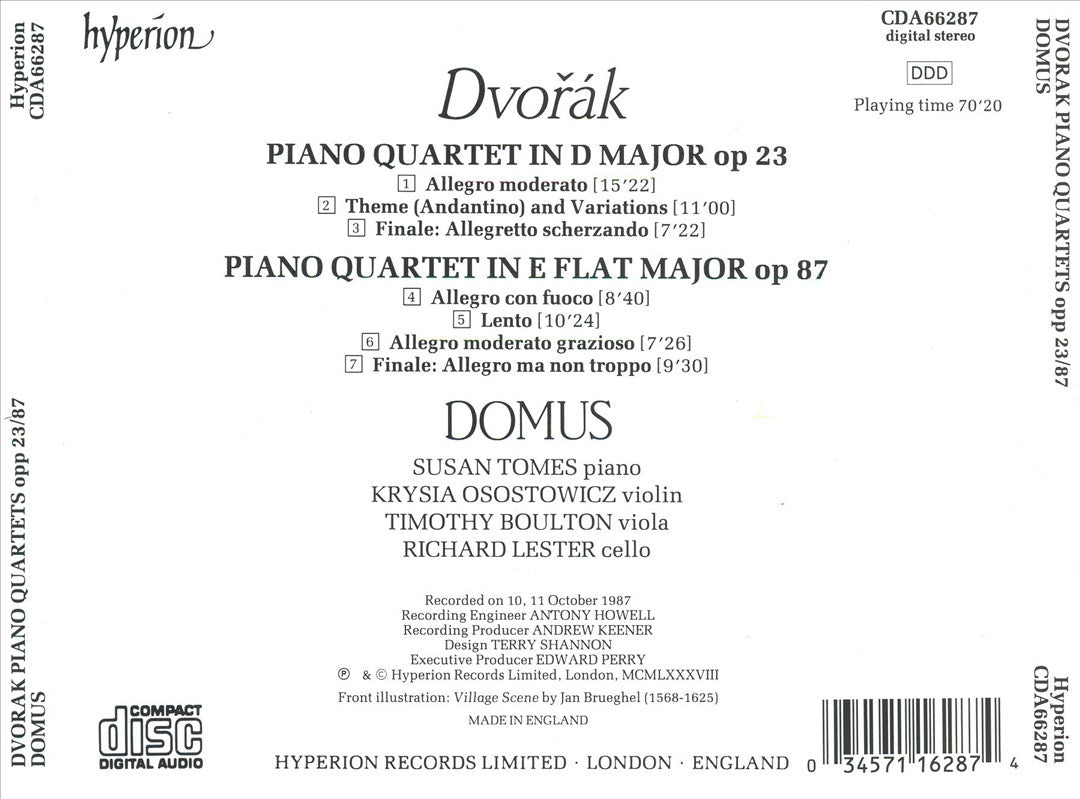 Dvorák: Piano Quartets cover art