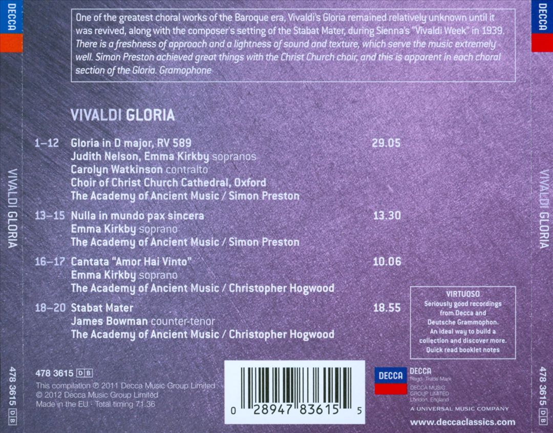 Vivaldi: Gloria; Stabat Mater cover art