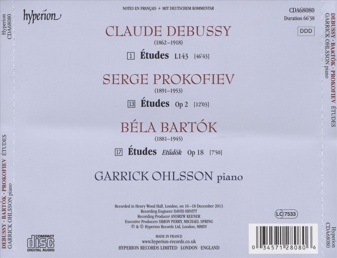 Debussy, Bartók, Prokofiev: Études cover art