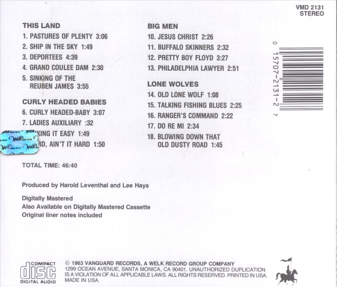 Cisco Houston Sings the Songs of Woody Guthrie cover art