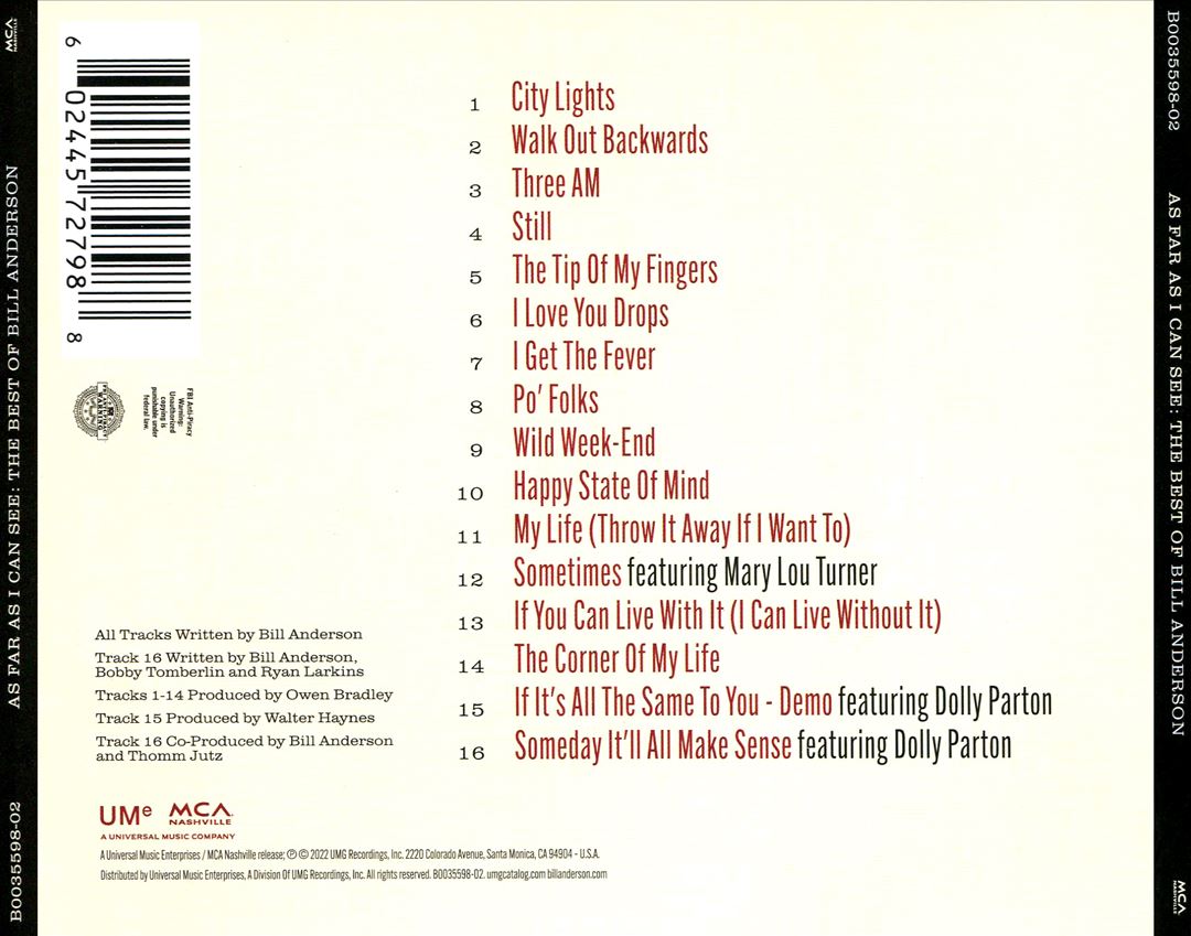 As Far as I Can See: The Best of Bill Anderson cover art