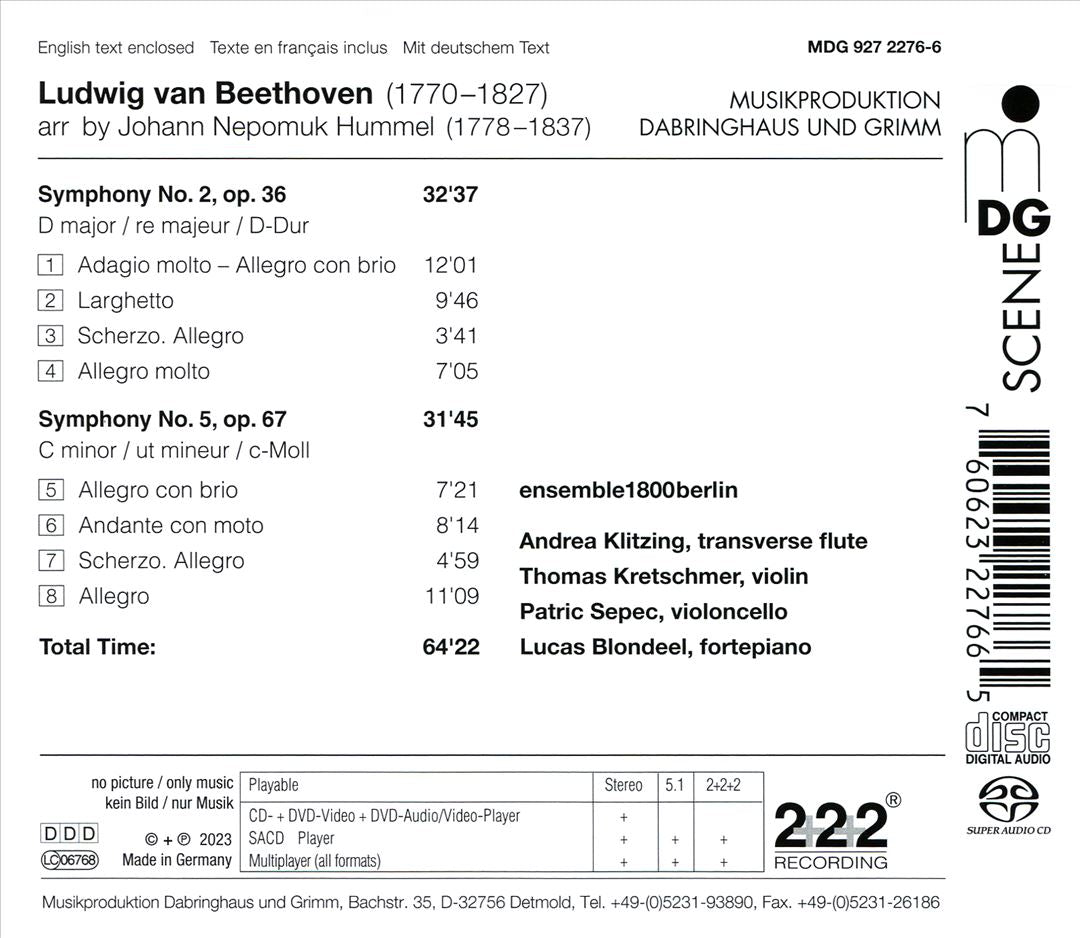 Beethoven 2 & 5 arranged by Hummel cover art