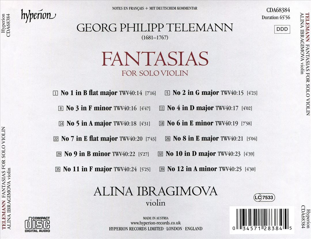 Telemann: Fantasias for Solo Violin cover art
