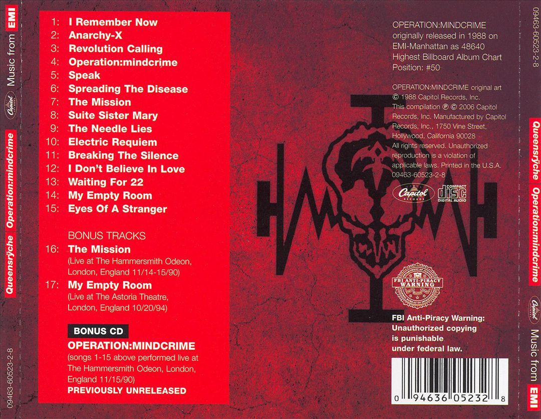 Operation: Mindcrime [Bonus Disc] cover art