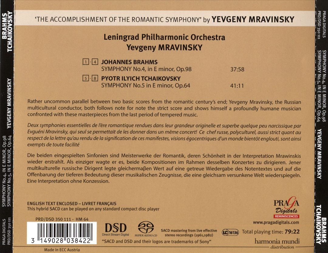 Brahms: Symphony No. 4, Op. 98; Tchaikovsky: Symphony No. 5, Op. 64 cover art