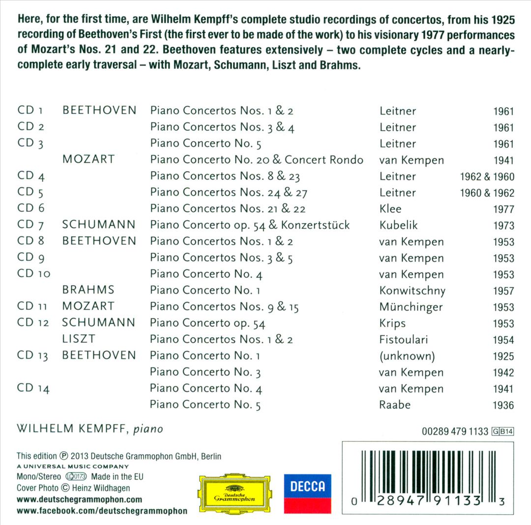 Wilhelm Kempff: The Concerto Recordings cover art