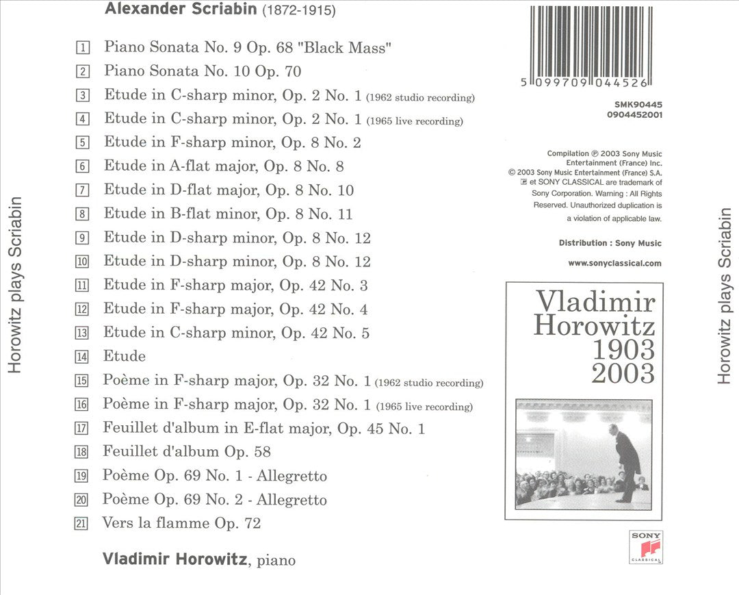 Horowitz Plays Scriabin cover art