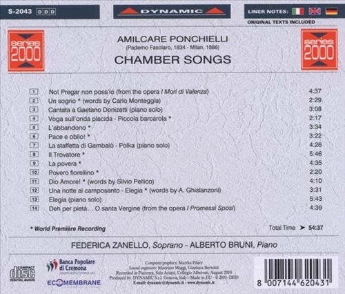 Amilcare Ponchielli: Chamber Songs cover art