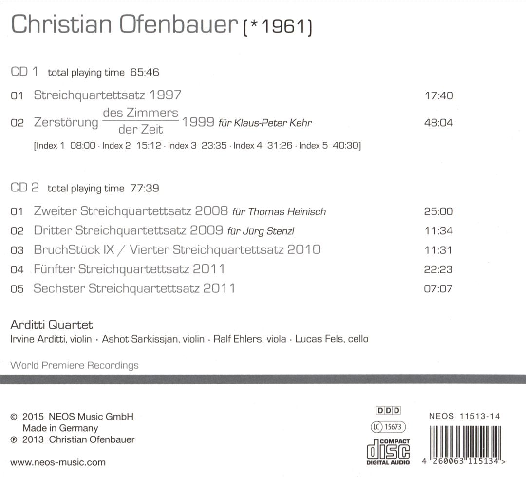 Christian Ofenbauer: Streichquartette 1997-2011 cover art