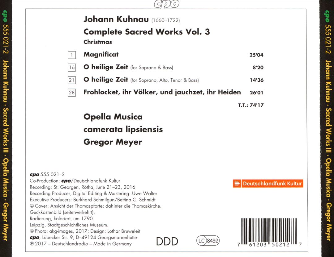Johann Kuhnau: Complete Sacred Works, Vol. 3 cover art
