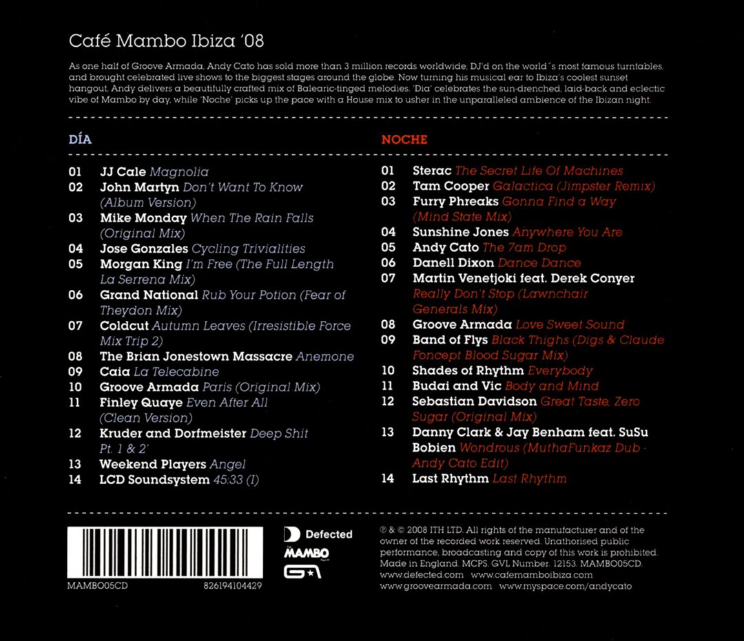 Cafe Mambo Ibiza 08: Mixed by Andy Cato cover art