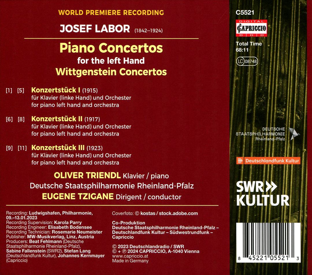 Josef Labor: Piano Concertos for the Left Hand - Wittgenstein Concertos cover art