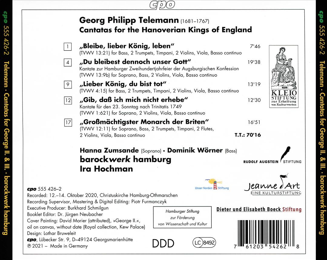 Telemann: Cantatas for the Hanoverian Kings of England cover art