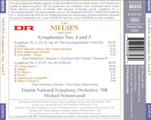Nielsen: Symphonies Nos. 4 & 5 cover art