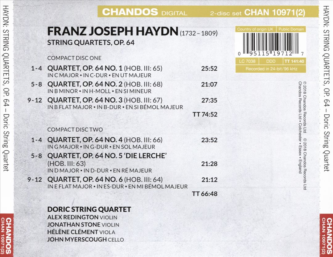 Haydn: String Quartets, Op. 64 cover art