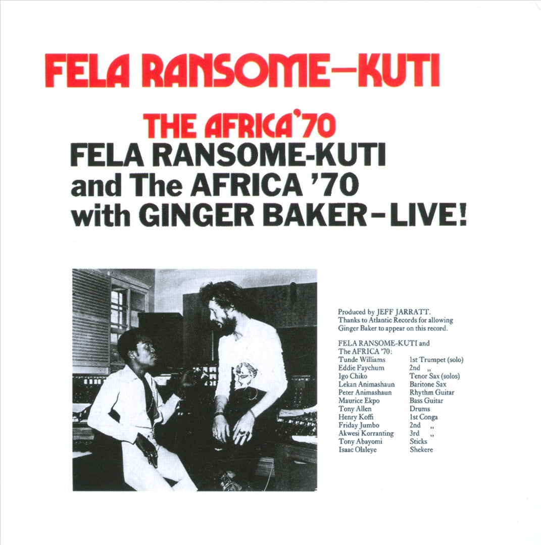 Fela with Ginger Baker Live! cover art