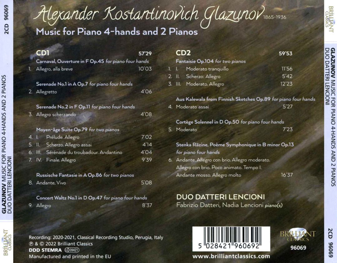 Glazunov: Music for Piano 4-Hands and 2 Pianos cover art