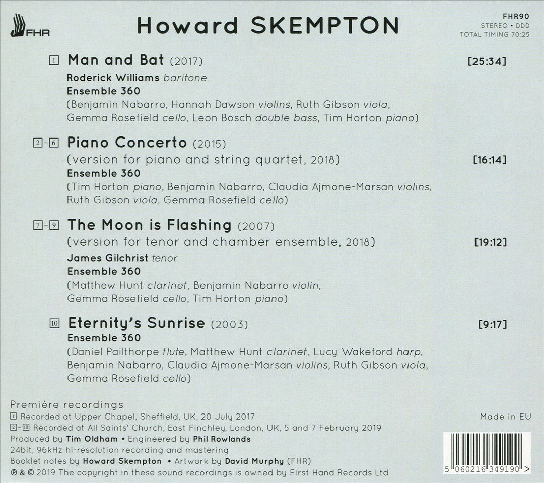 Skempton: Man and Bat; Piano Concerto; The Moon is Flashing; Eternity's Sunrise cover art