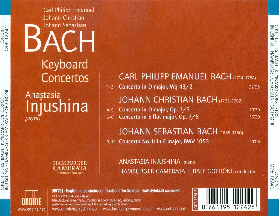 C.P.E. Bach, J.C. Bach, J.S. Bach: Keyboard Concertos cover art