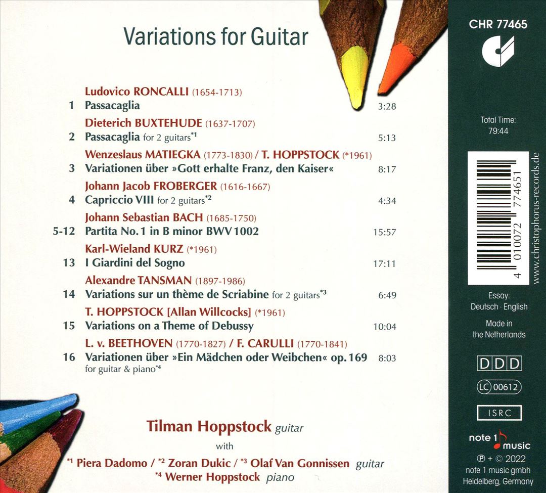 Variations for Guitar: Froberger, Buxtehude, Bach, Beethoven cover art