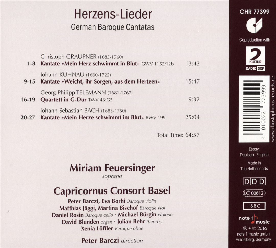 Herzens-Lieder: Graupner, J.S. Bach, Kuhnau cover art