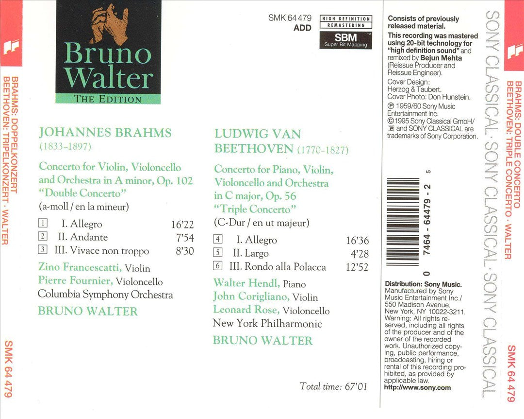 Brahms: Double Concerto; Beethoven: Triple Concerto cover art