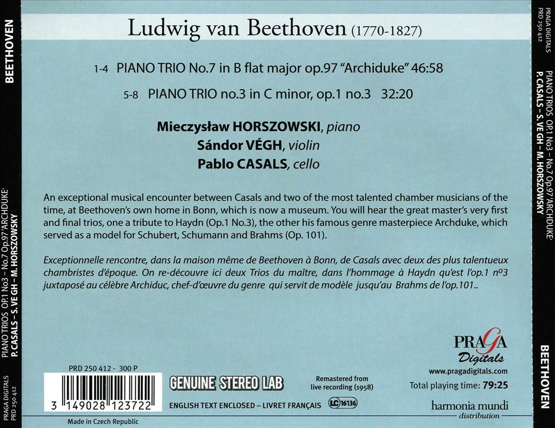 Beethoven: Piano Trios Op. 1/3, Op. 97 'Archduke' cover art