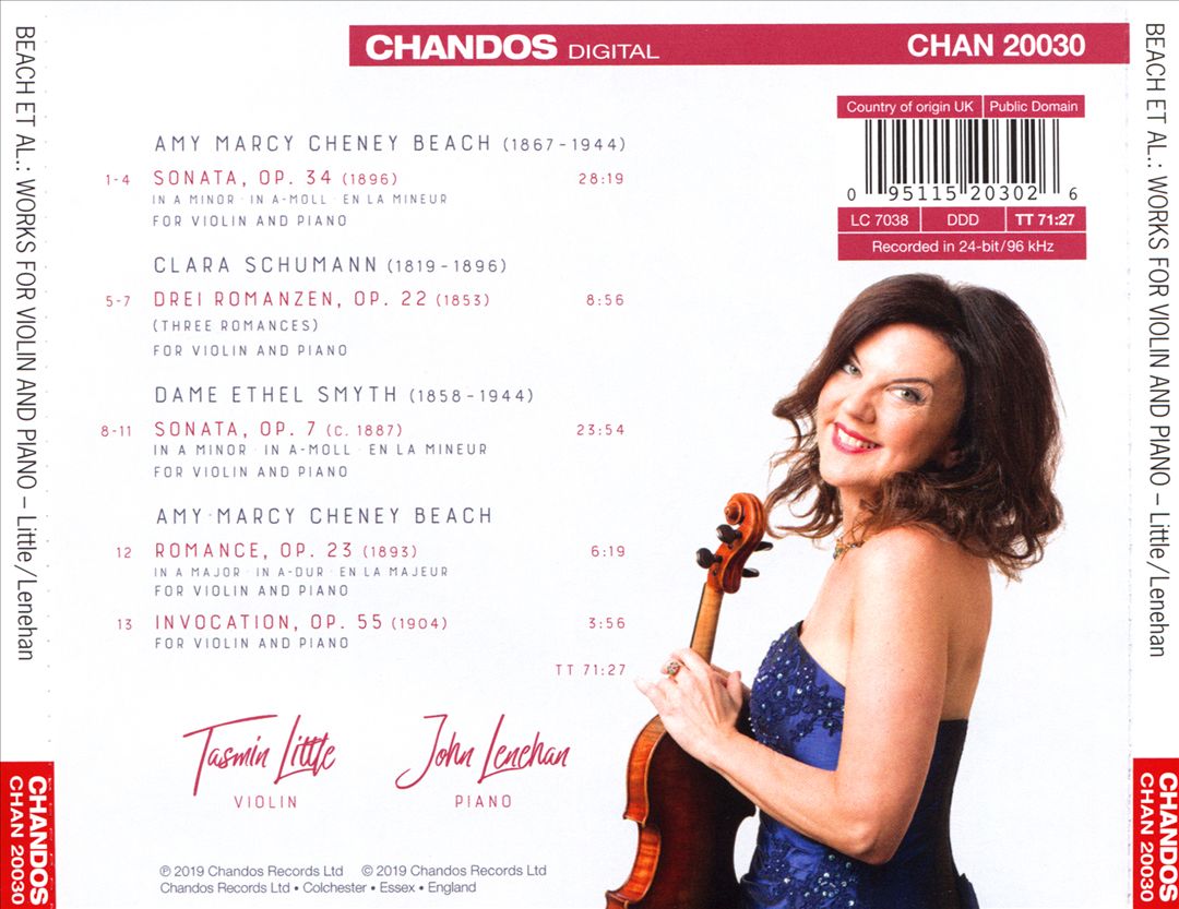 Tasmin Little plays Clara Schumann, Dame Ethel Smyth, Amy Beach cover art