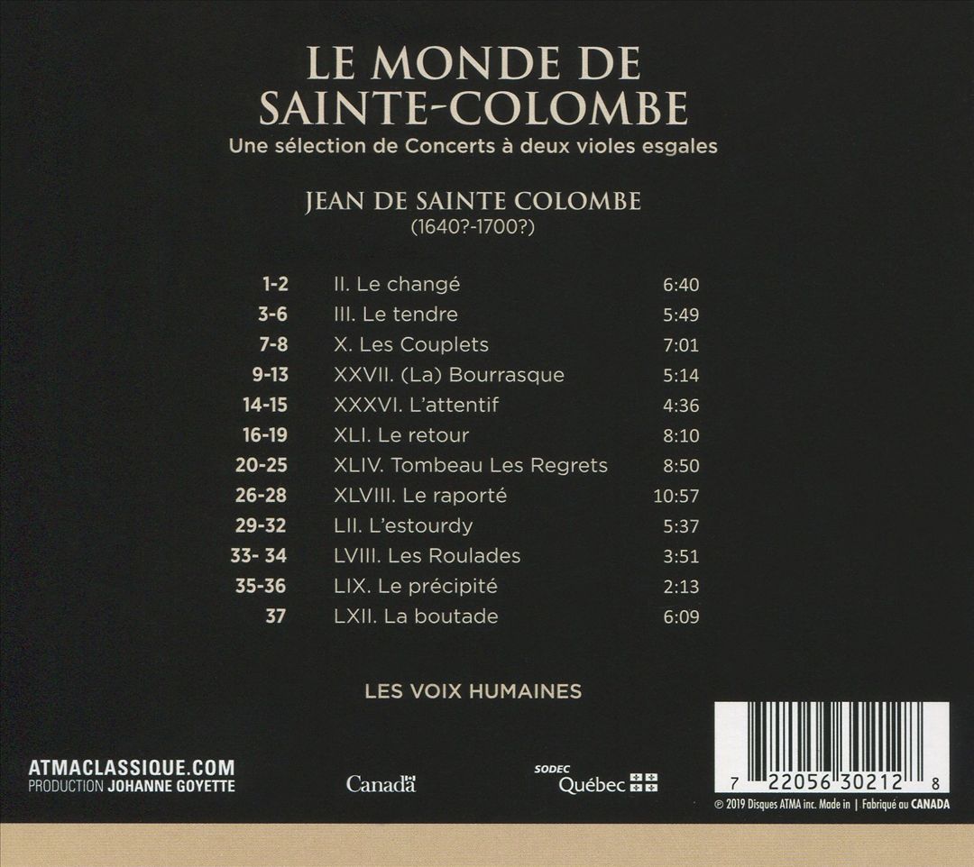 Monde de Sainte-Colombe cover art