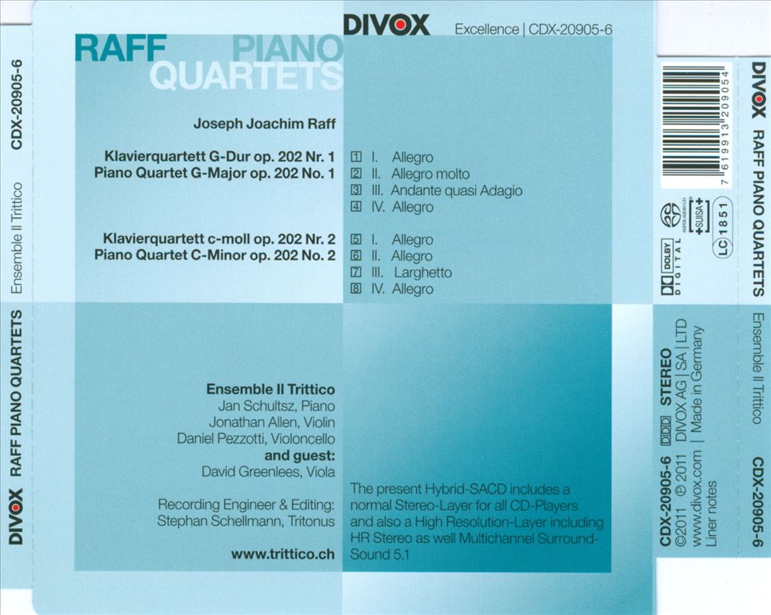Joseph Joachim Raff: Piano Quartets cover art