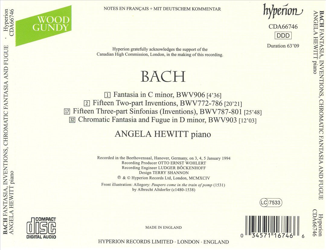 Bach: Fantasia in C minor; Two-Part Inventions; Three-Part Inventions; Chromatic Fantasia & Fugue cover art
