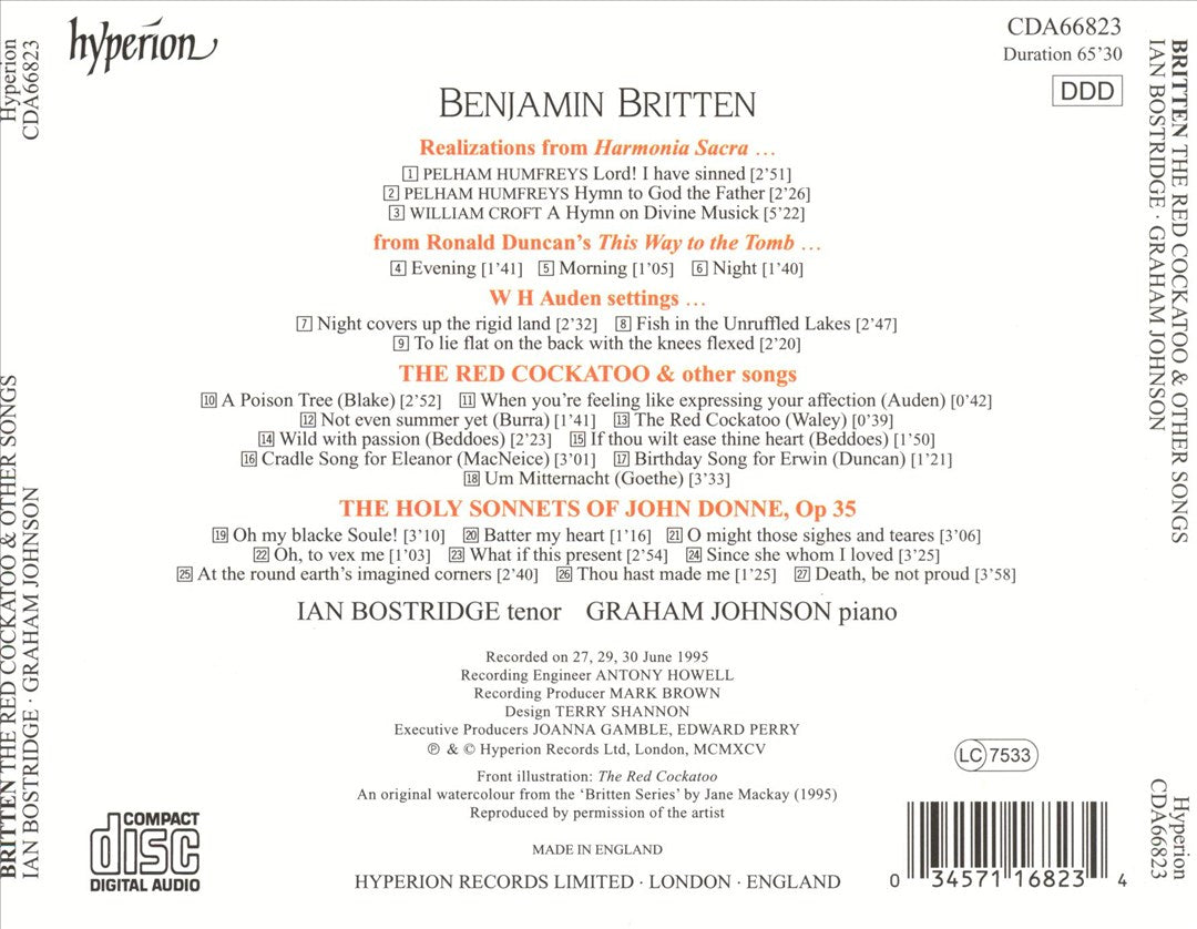 Britten: The Red Cuckatoo, The Holy Sonnets of John Donne cover art