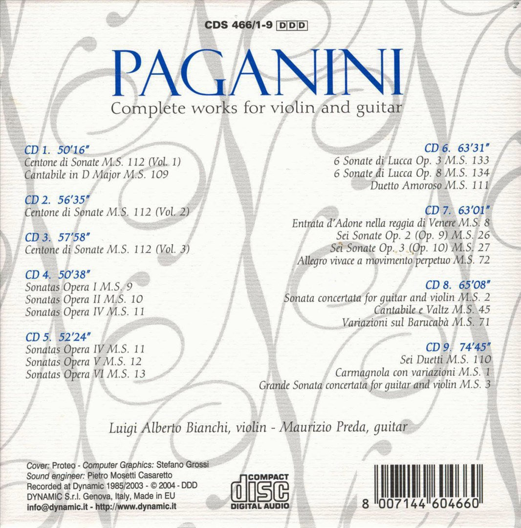 Nicoló Paganini: Complete Works for Violin and Guitar [Box Set] cover art