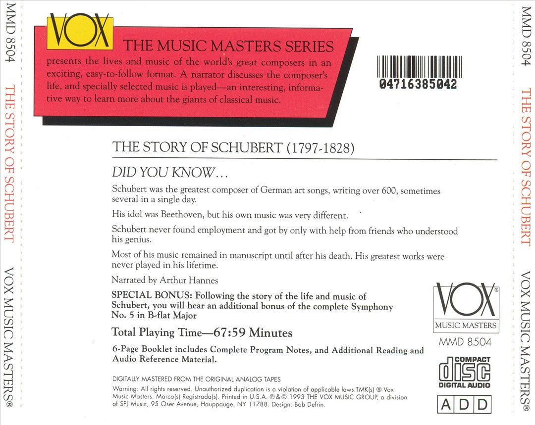 Story of Schubert in Words and Music cover art