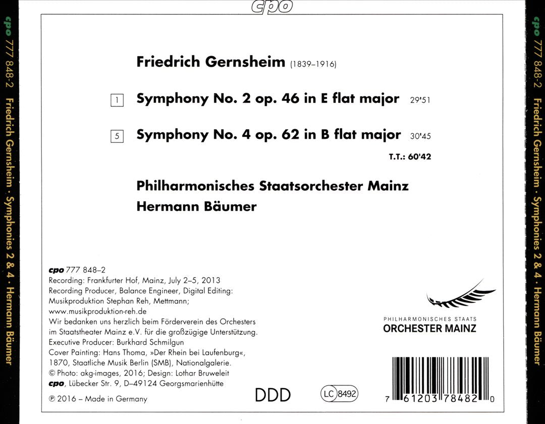 Friedrich Gernsheim: Symphonies 2 & 4 cover art