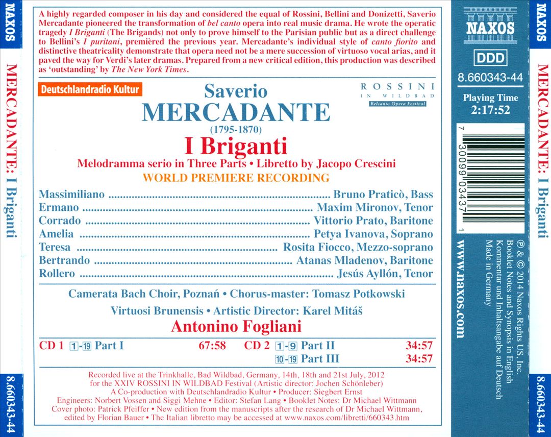 Saverio Mercadante: I Briganti cover art