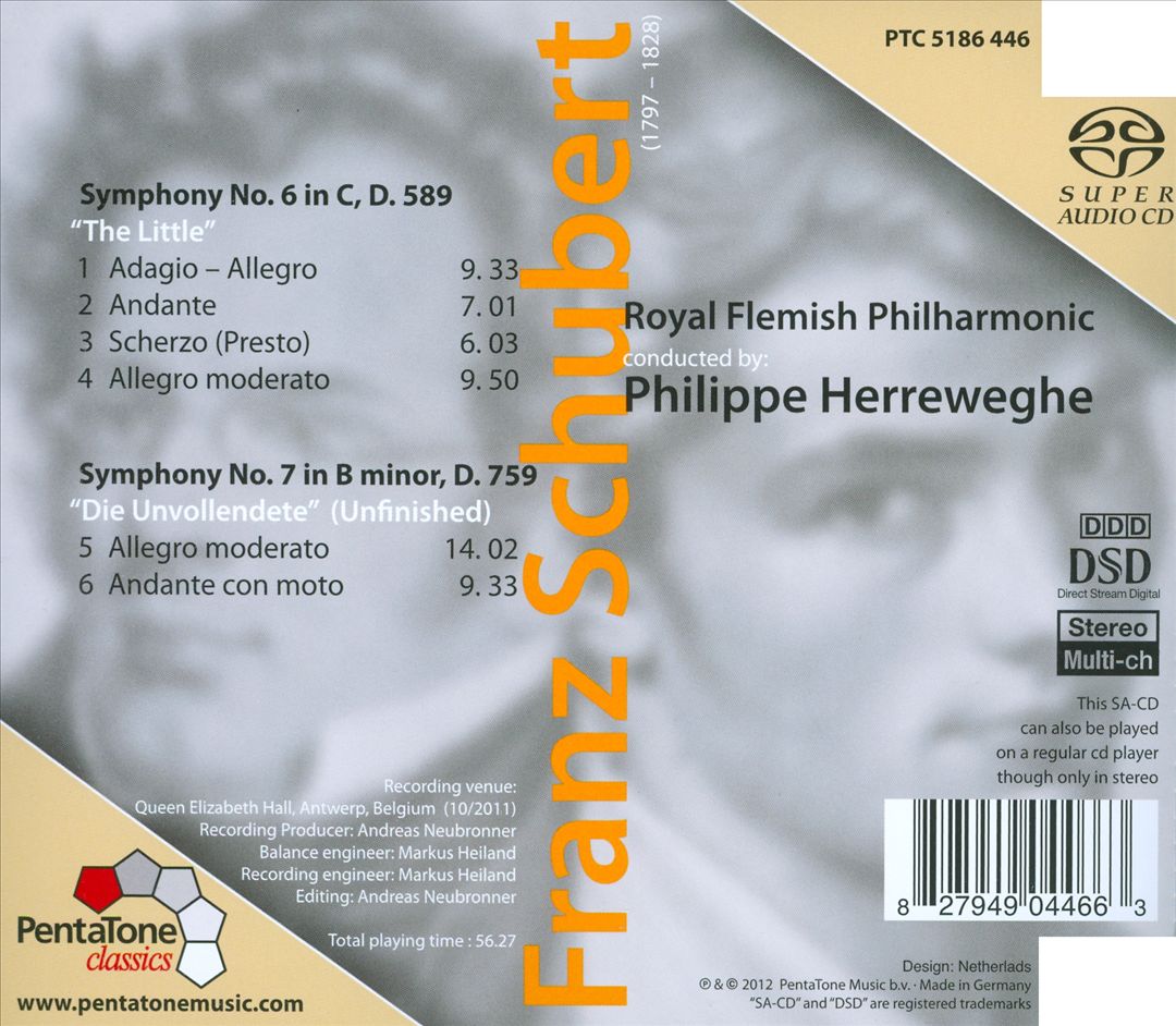 Franz Schubert: Symphonies Nos. 6 "The Little"  & 7 (8) "Unfinished" cover art